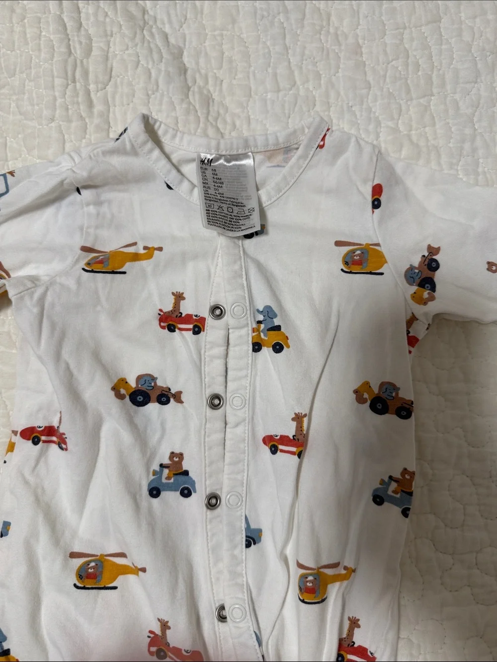 H&M 3 sets Baby One-Piece Footless Rompers Set - Neutral Animal & Vehicle Prints